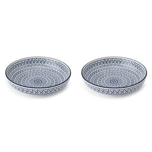 2pk Mikasa Glazed Stoneware Coupe Bowl Modern Mediterranean Design 21cm Blue