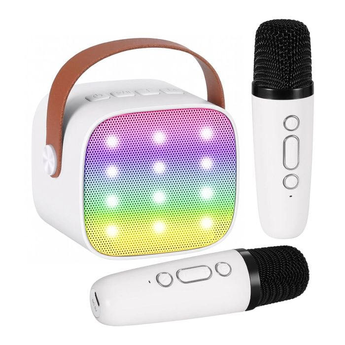 Alpha Mini Portable Karaoke Machine for Adults Kids Bluetooth Speaker with 2 Wireless Microphones