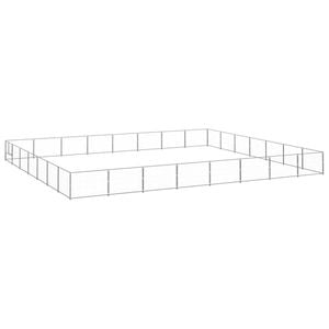vidaXL Dog Kennel Silver Steel Outdoor Puppy Enclosure Dog Pet Supply Cage