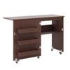 Costway Mobile Sewing Machine Folding Table Workstation Desk Storage Cabinet - Brown