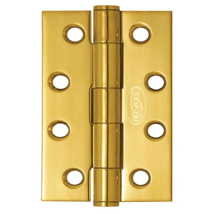 Austyle 100 x 75 x 2.5mm Polished Brass Fixed Pin Hinge