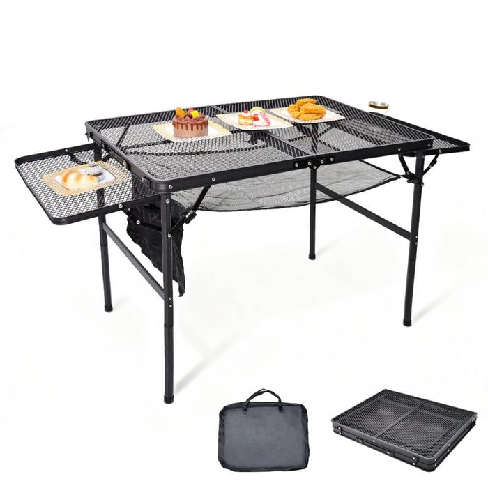 Folding Grill Table 135x60cm Portable Height Adjustable Camping Table