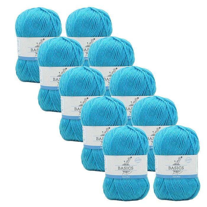 10x Malli Aqua Blue Blend Basic 100g Knitting/crochet Yarn Acrylic/poly