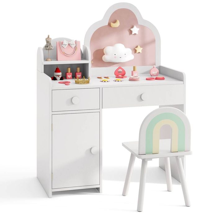 Costway Kids Vanity Set White