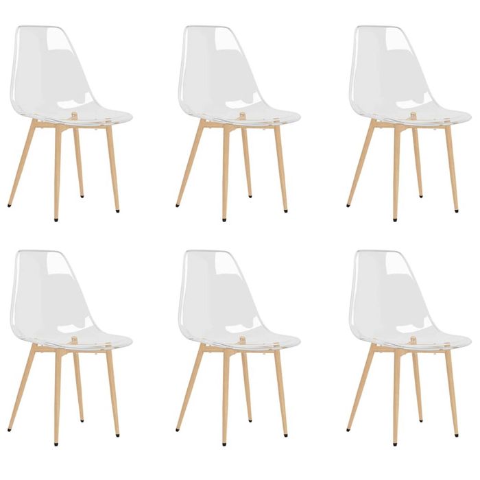 vidaXL Dining Chairs Kitchen Chair Dining Room Chair 6 pcs Transparent PET