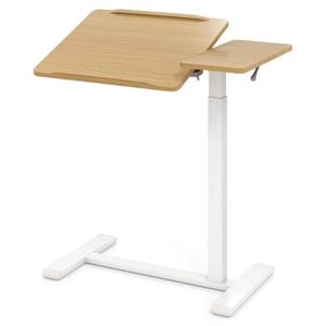 Costway Moblie Overbed Desk Adjustable Standing Laptop Cart Tilting Table Natural