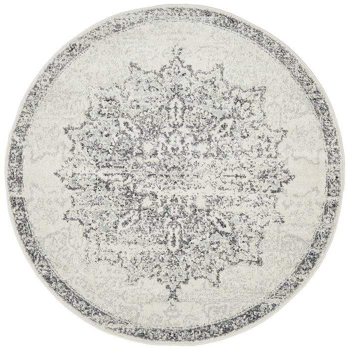 Liu Rita Silver 240x240cm - Large Round Pet Friendly Indoor Rug