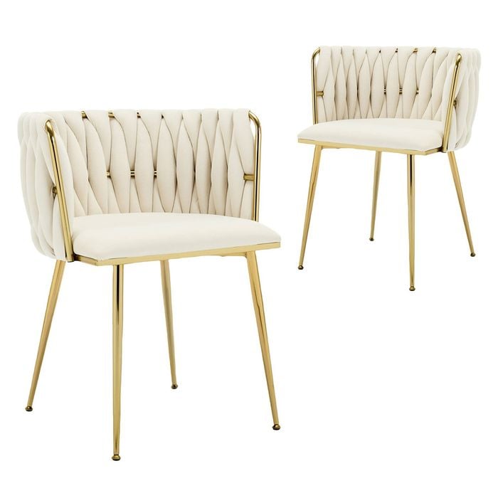 Maxhomm Set Of 2 Velvet Dining Chairs, Gold Legs Tufted Accent Chair With Armrest, Wingback Seating