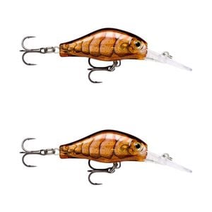 2x Rapala 4cm Shadow Rap Fat Jack Crankbait Fishing Lures - Brown Prawn