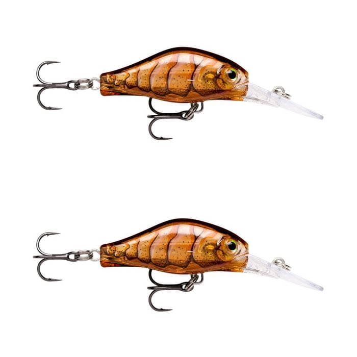 2x Rapala 4cm Shadow Rap Fat Jack Crankbait Fishing Lures - Brown Prawn