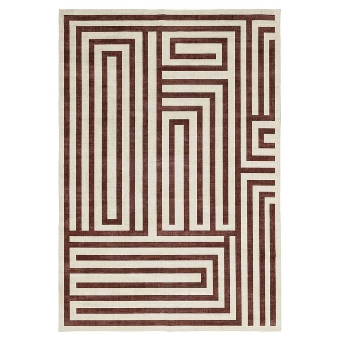 Loopsie-290cm X 200cm-manale Brown Geometric Washable Rug