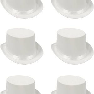 6x SATIN TOP HAT Costume Party Cap Fancy Dress Trilby Fedora One Size BULK White