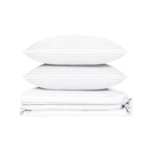 LINENOVA 1800TC Striped Comfort Quilt Cover Set - King,White