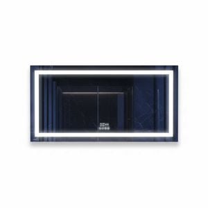 P&P Silver Wide LED Bathroom Mirror With Bluetooth Audio And Memory Function