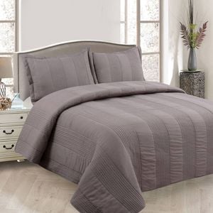 Bloomington Lewis Mocha 3 Pce Lightly Quilted Polyester Cotton Coverlet Set Queen