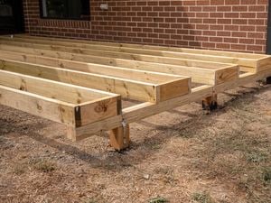 A wooden subfloor for a house