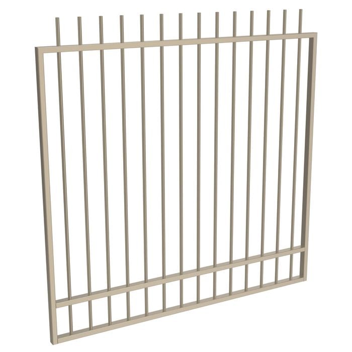ProtectorAl 1201 - 1500 x 1500mm Paperbark Aluminium Garden Gate Picket Top with Mid Rail