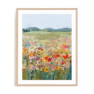 Artey | Wildflower Meadow - Framed Print - Natural Frame - 70 x 90cm