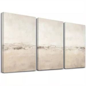 3pcs Beige & Brown Art Print 100% Australian Made 3 x 40x60cm  (Stretched)