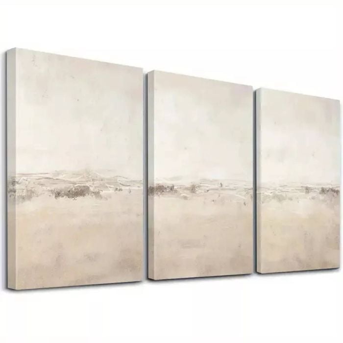 3pcs Beige & Brown Art Print 100% Australian Made 3 x 40x60cm  (Stretched)