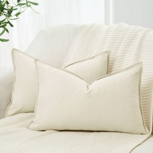 Gioia Casa Twin-Pack Linen Cushion Covers - Linen-Cotton Blend with Hidden Zipper Design - Linen, 30cm × 50cm