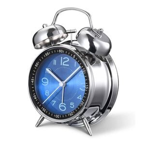 Catzon Loud Alarm Clock With Backlight Twin Bell Non-ticking-royal Blue