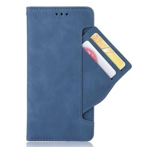 Premium Leather Wallet Flip Case TPU Cover Card - For Apple iPhone 15 Plus (Blue)