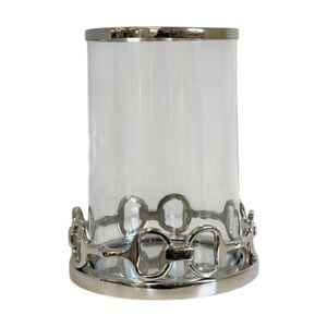 SS Collective Large Candle Holder Hurricane With Horsebit Silver