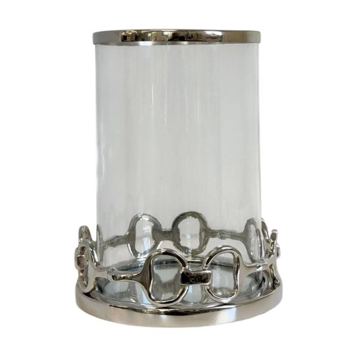 SS Collective Large Candle Holder Hurricane With Horsebit Silver