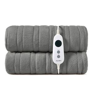 Dreamaker Kingston Coral Fleece Washable Electric Heated Throw Blanket Silver 180x200cm | Overheat Protection & Auto-off