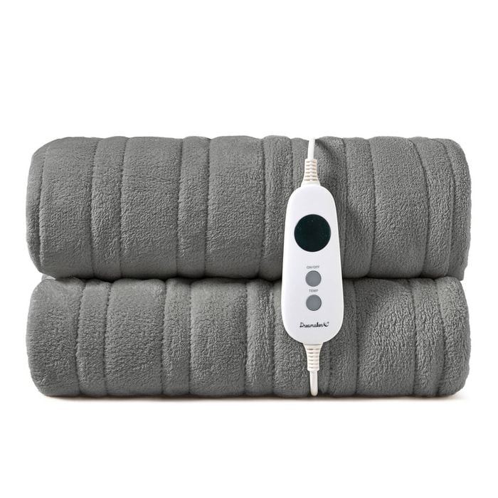 Dreamaker Kingston Coral Fleece Washable Electric Heated Throw Blanket Silver 180x200cm | Overheat Protection & Auto-off