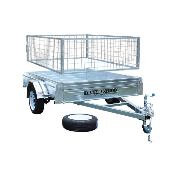 Trailers 2000 7 x 5 Galvanised Trailer With Cage And Spare Bundle