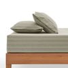 Dreamaker Rumi Washed Cotton Fitted Sheet Set Olive With White Stripe Single Bed