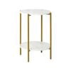 Oikiture Side End Table Coffee Sofa Bedside Nightstand Marble-like Round Gold