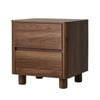 Oikiture Bedside Table 2 Drawers Storage Cabinet Nightstand Side Table Walnut