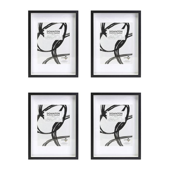 4PK Unigift Downton 21x29cm MDF/Glass Matt A4 Picture Frame - Black
