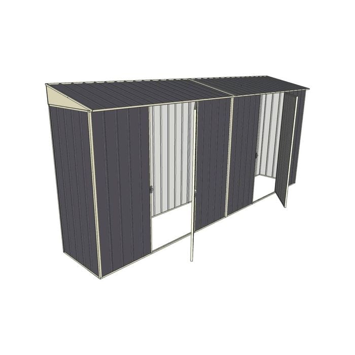 Build-a-Shed 0.8 x 4.5 x 2m Skillion Dual Single Hinged Side Doors Shed - Grey