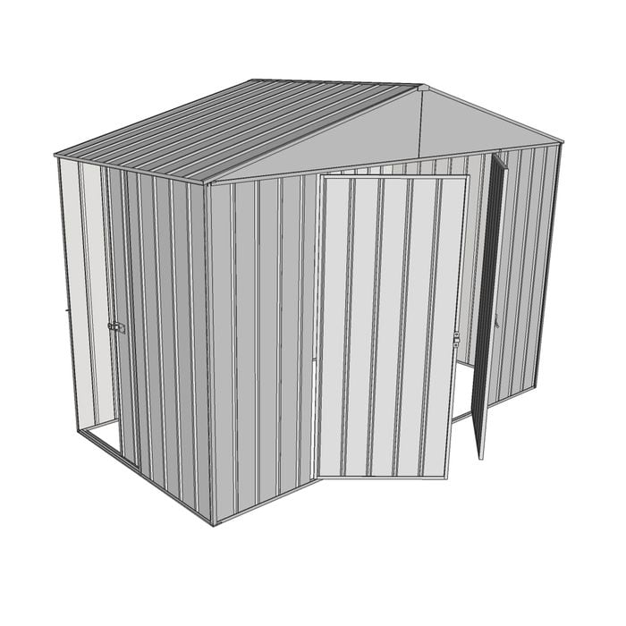 Build-a-Shed 3.0 x 1.5 x 2.3m Double Hinge and Single Sliding Door Narrow Shed - Zinc