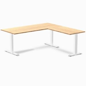 Desky Fixed Height Bamboo L-shape Office Desk 1800x1750mm White Frame