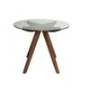 Sk designer living | amber collection | round glass dining table | 90cm - walnut