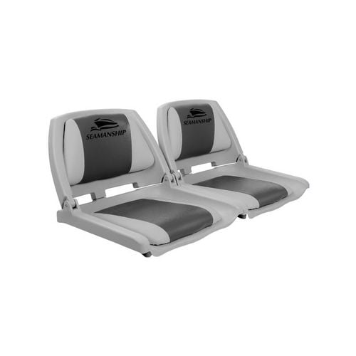 Oceansouth Deluxe Grey/white Folding Boat Seats X 2 X OCEANSOUTH USA DELUXE HI BACK BOAT SEATS CHARCOAL/GRAY X 2 Boat Seats Clearance 2 Pack