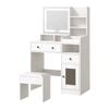 Oikiture Dressing Table Stool Set Vanity Mirror Desk White