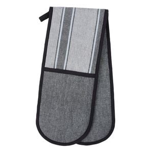 Davis & Waddell Ellis Cotton Double Oven Glove Black & White Stripe 18x90cm