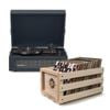Crosley Voyager Bluetooth Portable Turntable - Navy With Record Storage Crate