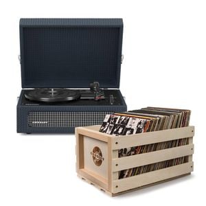 Crosley Voyager Bluetooth Portable Turntable - Navy With Record Storage Crate