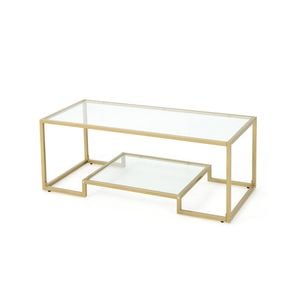 Costway Rectangular Coffee Table Tempered Glass