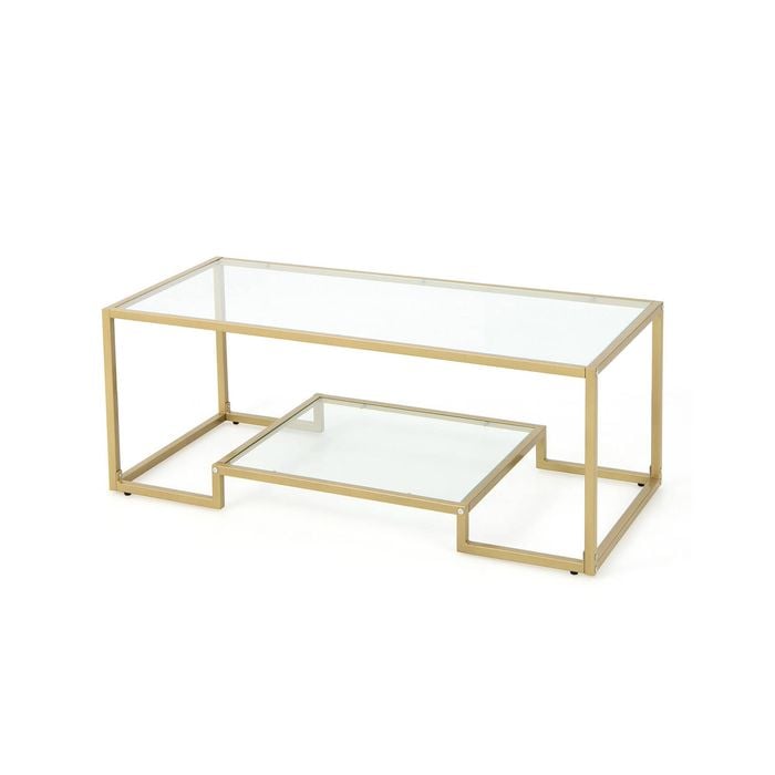 Costway Rectangular Coffee Table Tempered Glass