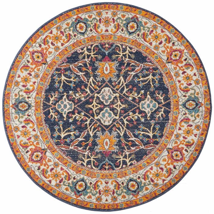 Sense 262 Navy 150x150cm - Small Round Transitional Pet Friendly Indoor Rug