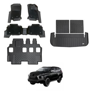 AUSGO Double-Layer Floor Mats & Boot Liner Set for Mitsubishi Pajero Sport 2015-Onwards Car Floor Liners Cargo Mat