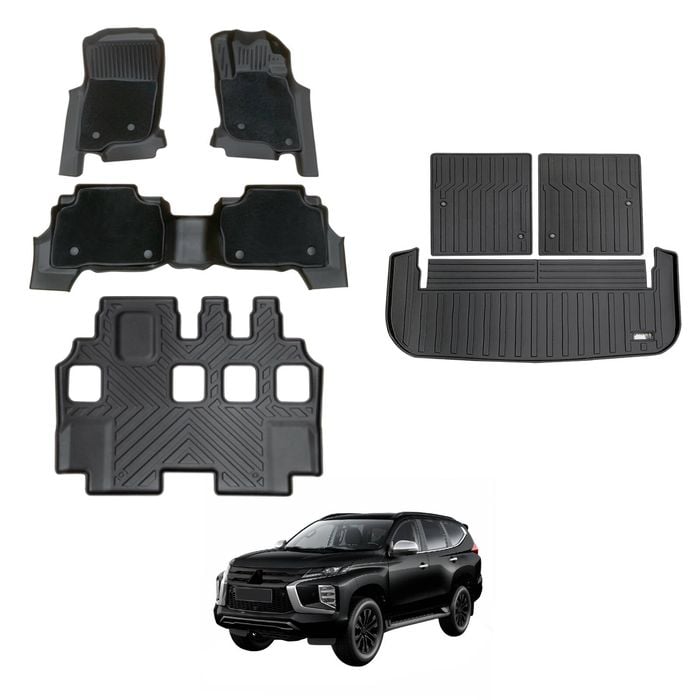 AUSGO Double-Layer Floor Mats & Boot Liner Set for Mitsubishi Pajero Sport 2015-Onwards Car Floor Liners Cargo Mat